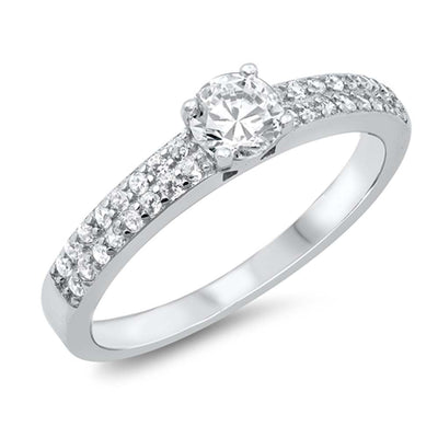 Sterling Silver Round Cubic Zirconia Ring