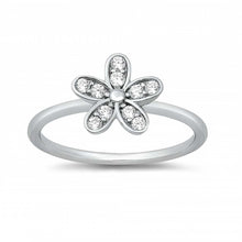 Load image into Gallery viewer, Sterling Silver Flower CZ Ring