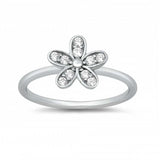 Sterling Silver Flower CZ Ring