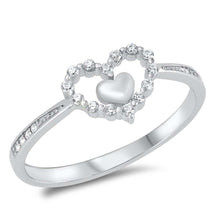 Load image into Gallery viewer, Sterling Silver Rhodium Plated Heart Cubic Zirconia Ring