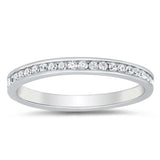Sterling Silver Rhodium Plated Cubic Zirconia Eternity Ring