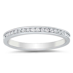 Sterling Silver Rhodium Plated Cubic Zirconia Eternity Ring
