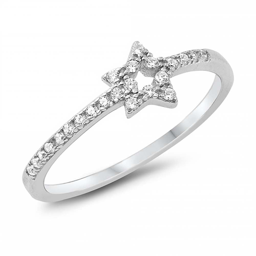 Sterling Silver Open Star CZ Ring