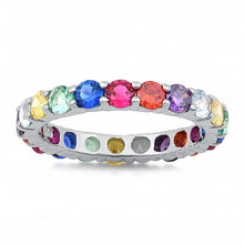 Load image into Gallery viewer, Sterling Silver Multi Coloured CZ Ring