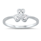 Sterling Silver Clover Cubic Zirconia Ring