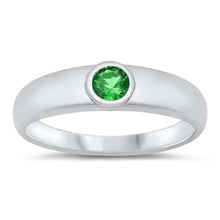 Load image into Gallery viewer, Sterling Silver Round With Emerald Cubic Zirconia Ring