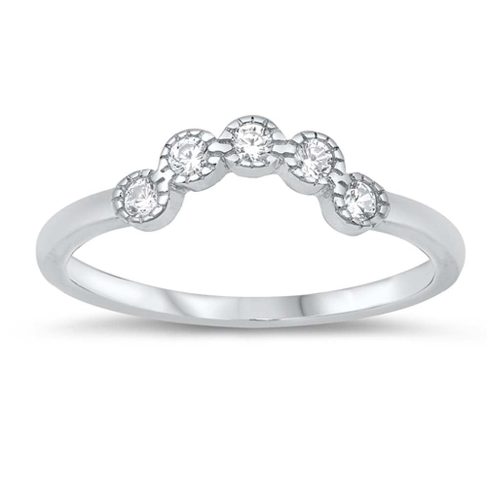 Sterling Silver Wave Cubic Zirconia Ring