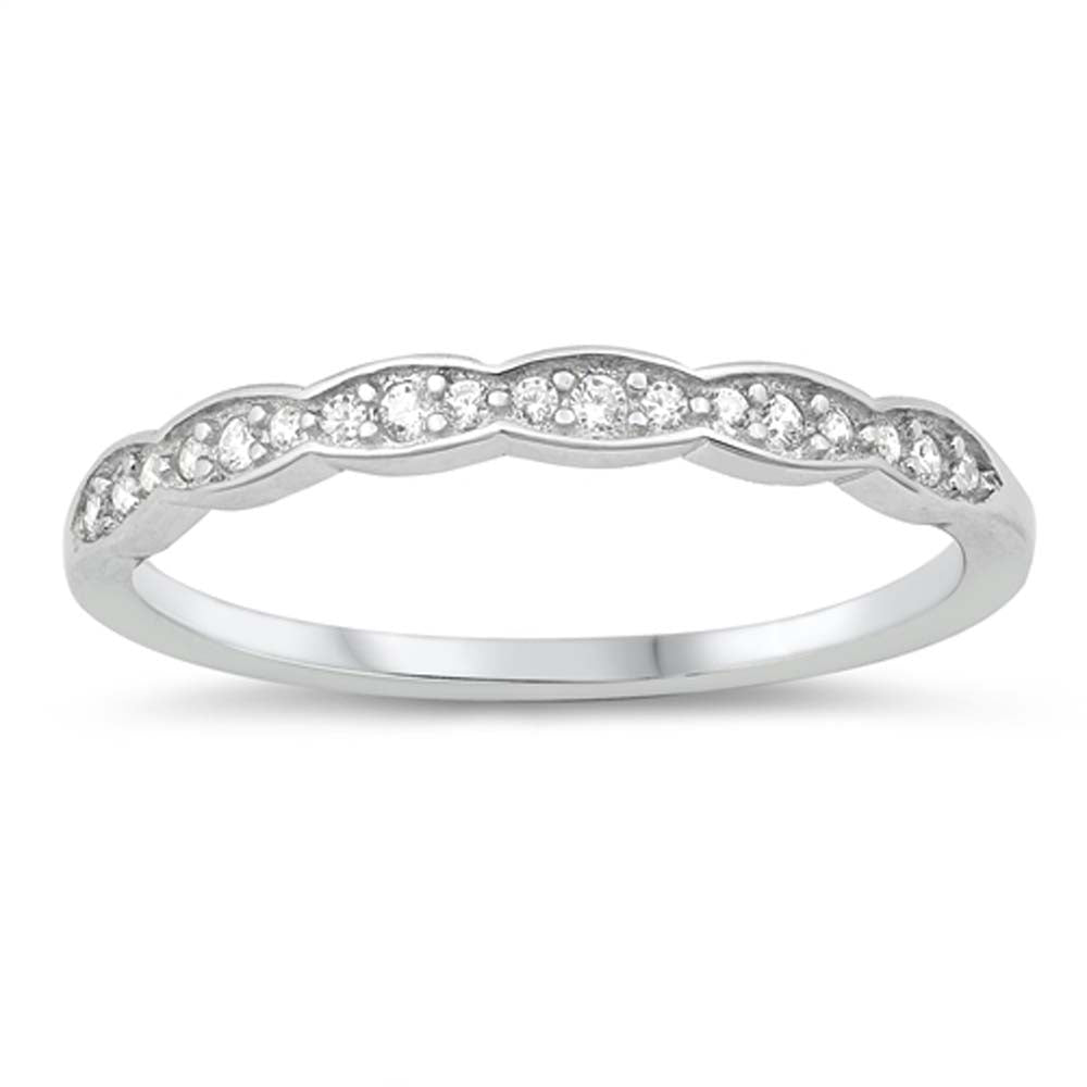 Sterling Silver Braided Band Cubic Zirconia Ring