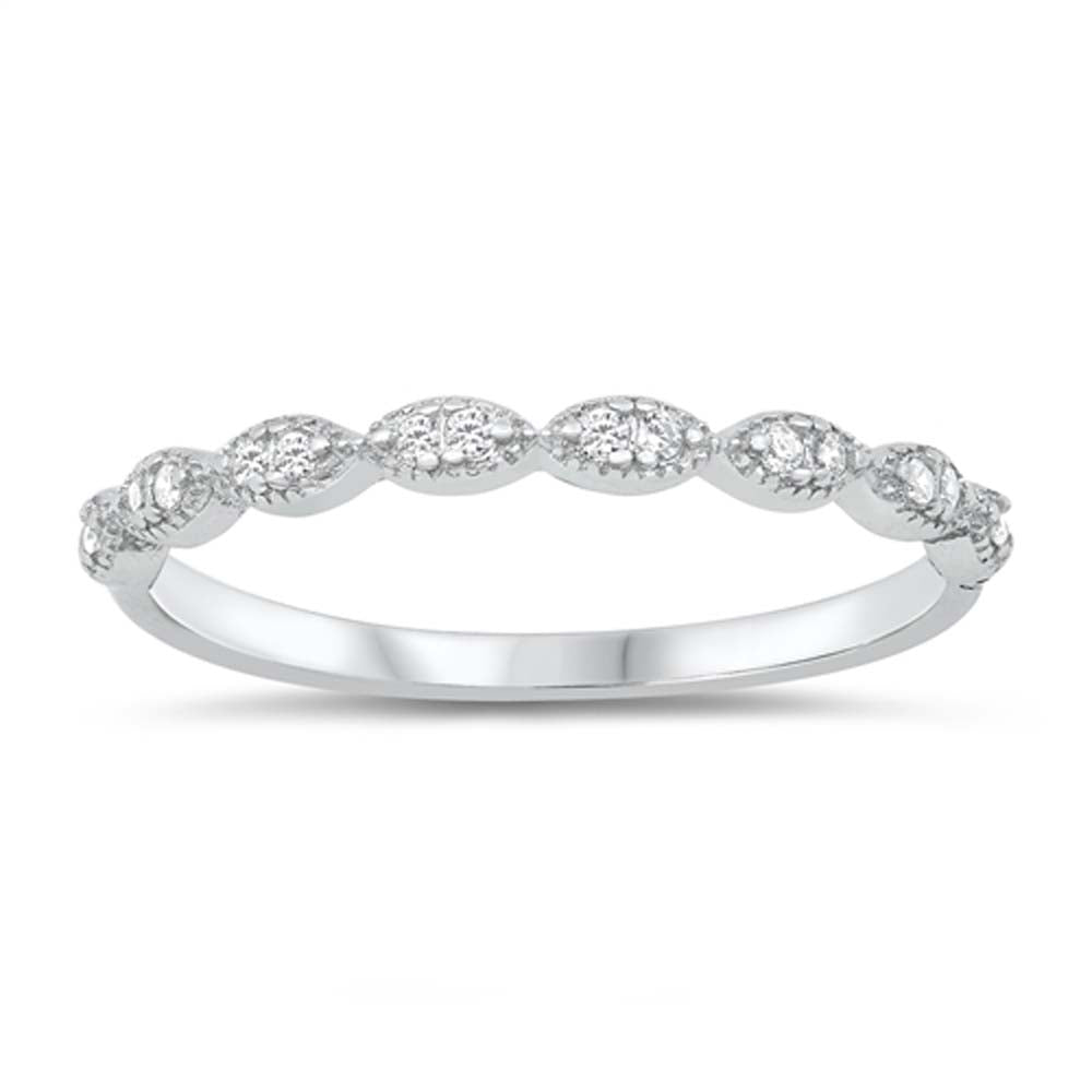 Sterling Silver Braided Band Cubic Zirconia Ring