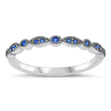 Load image into Gallery viewer, Sterling Silver Rhodium Plated Blue Sapphire CZ Ring