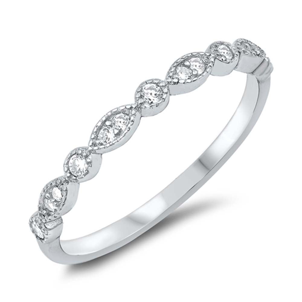 Sterling Silver Braided Band Cubic Zirconia Ring