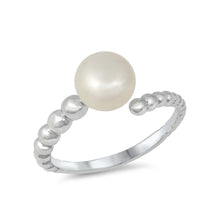 Load image into Gallery viewer, Sterling Silver Round Pearl Ring