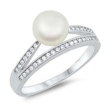 Load image into Gallery viewer, Sterling Silver Pearl And Cubic Zirconia Ring