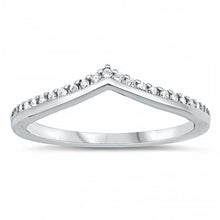 Load image into Gallery viewer, Sterling Silver V Shape CZ Ring