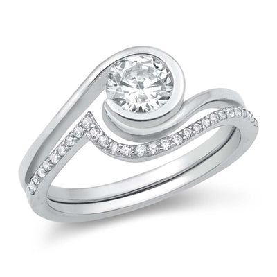Sterling Silver Round Cubic Zirconia Ring