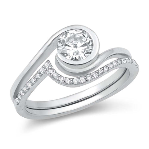 Sterling Silver Round Cubic Zirconia Ring