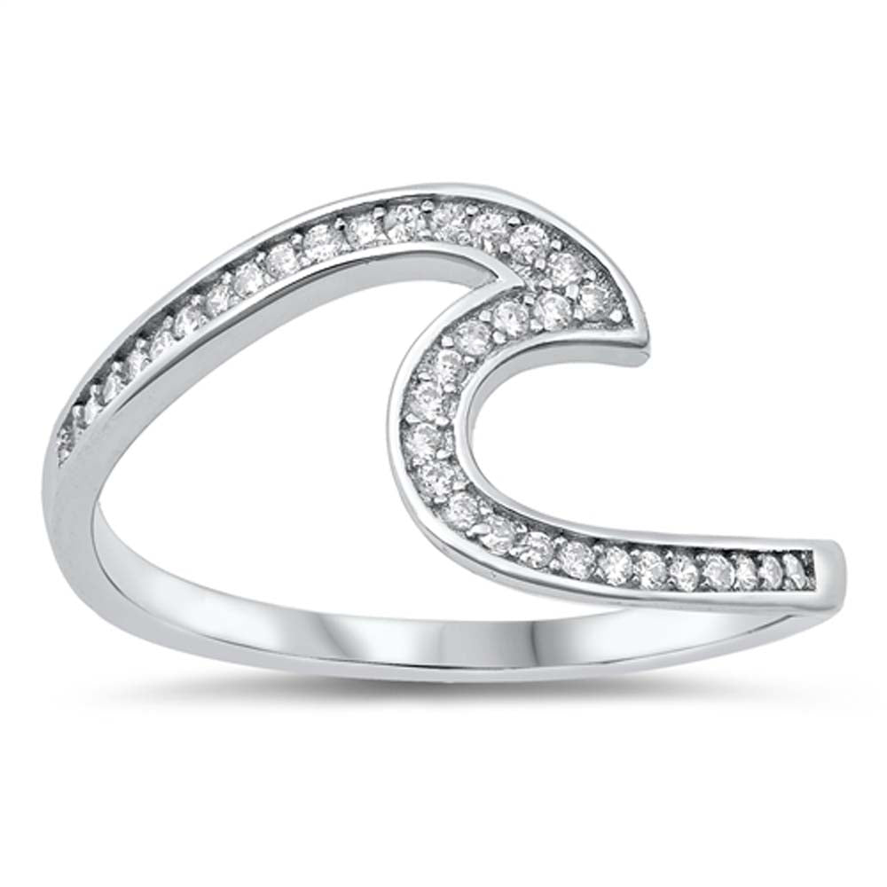 Sterling Silver Wave Cubic Zirconia Ring