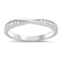 Load image into Gallery viewer, Sterling Silver Braided Band Cubic Zirconia Ring