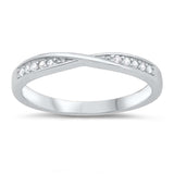 Sterling Silver Braided Band Cubic Zirconia Ring