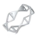 Sterling Silver Geometric Cubic Zirconia Ring