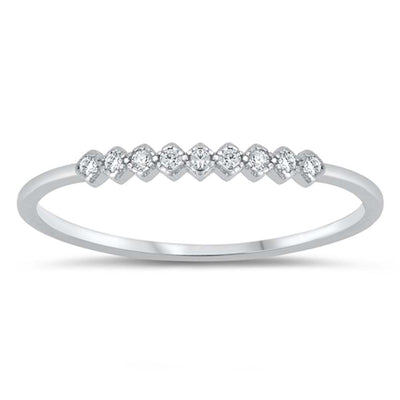 Sterling Silver Rhodium Plated Diamond Cubic Zirconia Ring