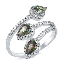 Load image into Gallery viewer, Sterling Silver Rhodium Plated Three Pears With Rainbow Topaz And Cubic Zirconia Ring