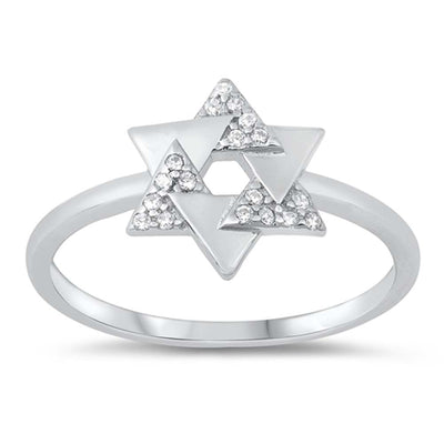 Sterling Silver Star Of David Cubic Zirconia Ring