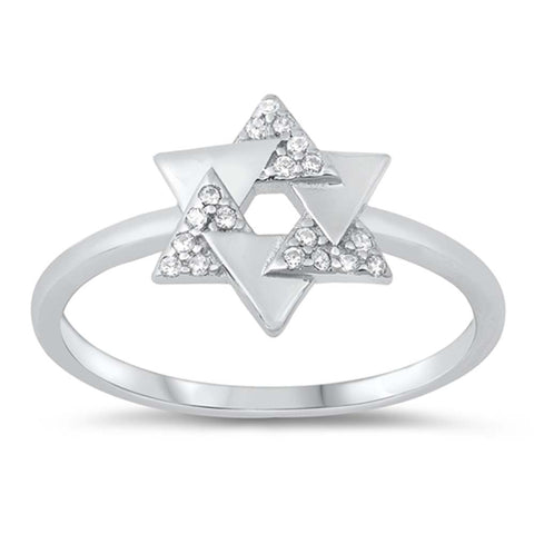Sterling Silver Star Of David Cubic Zirconia Ring