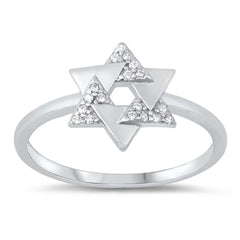 Sterling Silver Star Of David Cubic Zirconia Ring