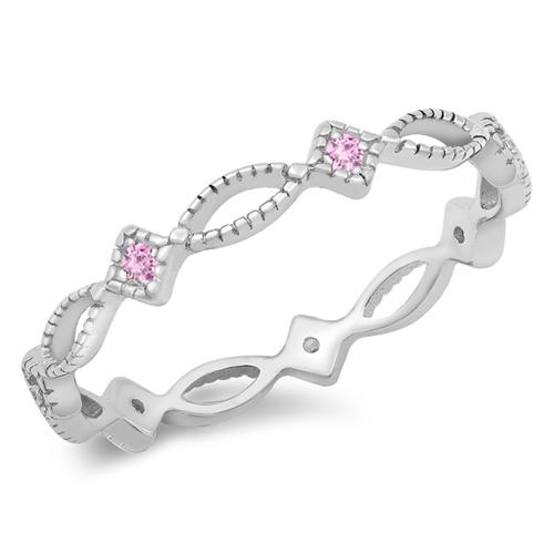 Sterling Silver pink CZ Ring