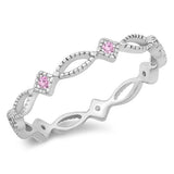 Sterling Silver 3MM pink CZ Ring