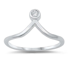 Load image into Gallery viewer, Sterling Silver Wave And Round Cubic Zirconia Ring