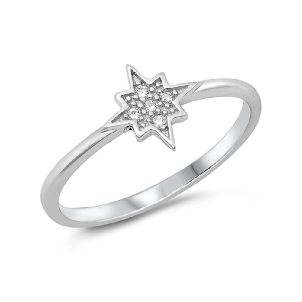 Sterling Silver Twinkle Star Cubic Zirconia Ring