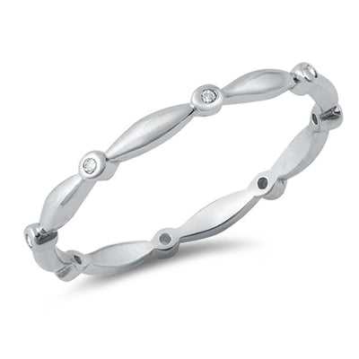 Sterling Silver Fancy Eternity Band With Cubic Zirconia Stones Ring