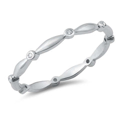 Sterling Silver Fancy Eternity Band With Cubic Zirconia Stones Ring