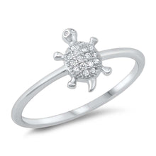 Load image into Gallery viewer, Sterling Silver Turtle Cubic Zirconia Ring