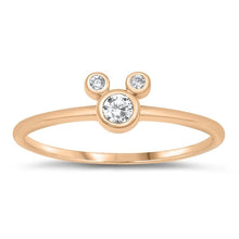 Load image into Gallery viewer, Sterling Silver Rose Gold Plating Mouse Clear CZ Ring
