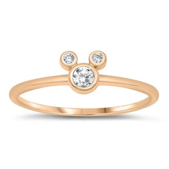 Sterling Silver Rose Gold Plating Mouse Clear CZ Ring