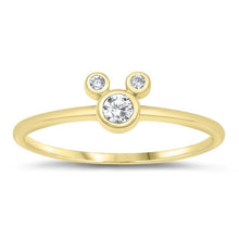 Load image into Gallery viewer, Sterling Silver Yellow Gold Plating Mouse Clear CZ Ring