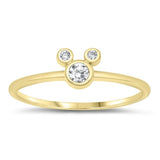 Sterling Silver Yellow Gold Plating Mouse Clear CZ Ring