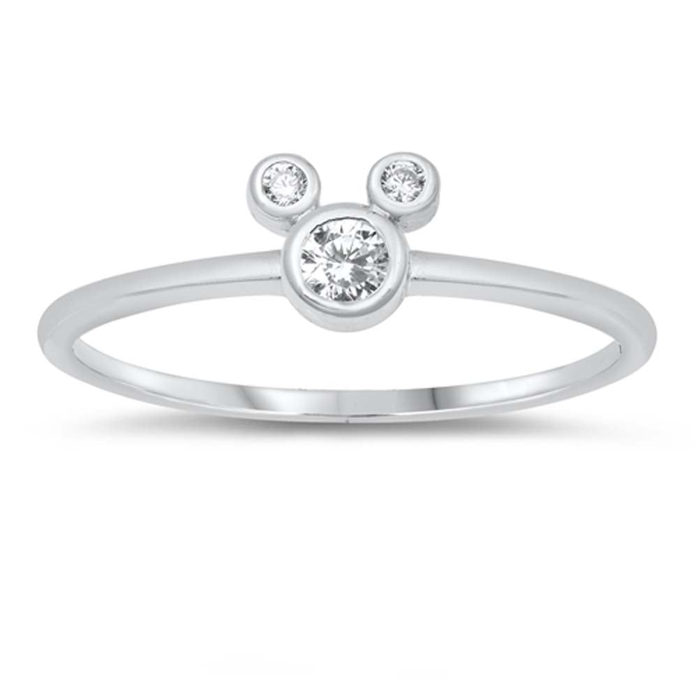 Sterling Silver Mouse Cubic Zirconia Ring
