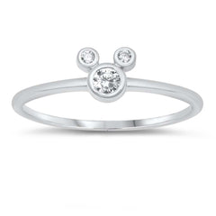 Sterling Silver Mouse Cubic Zirconia Ring