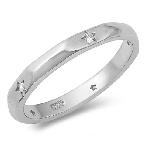 Sterling Silver Stars Cubic Zirconia Ring
