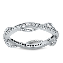 Load image into Gallery viewer, Sterling Silver Braided Band Shaped Cubic Zirconia Ring