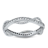 Sterling Silver Braided Band Shaped Cubic Zirconia Ring