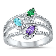 Load image into Gallery viewer, Sterling Silver Pears With Multi Color Cubic Zirconia Ring