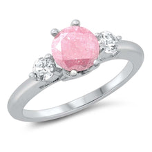 Load image into Gallery viewer, Sterling Silver Round With Milky Pink And Cubic Zirconia Ring