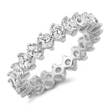 Sterling Silver Round Eternity Band Cubic Zirconia Ring