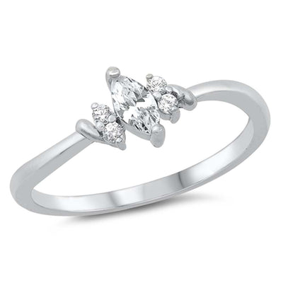 Sterling Silver Marquise Cubic Zirconia Ring