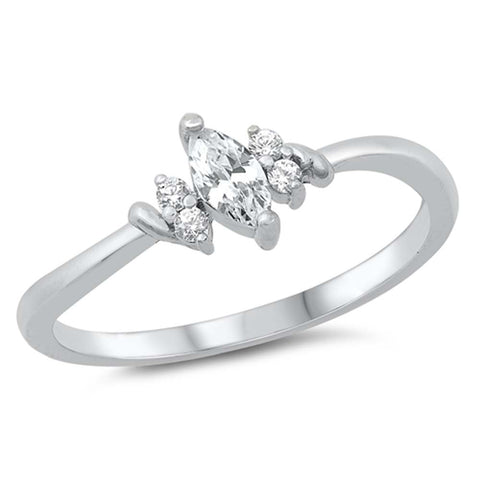 Sterling Silver Marquise Cubic Zirconia Ring